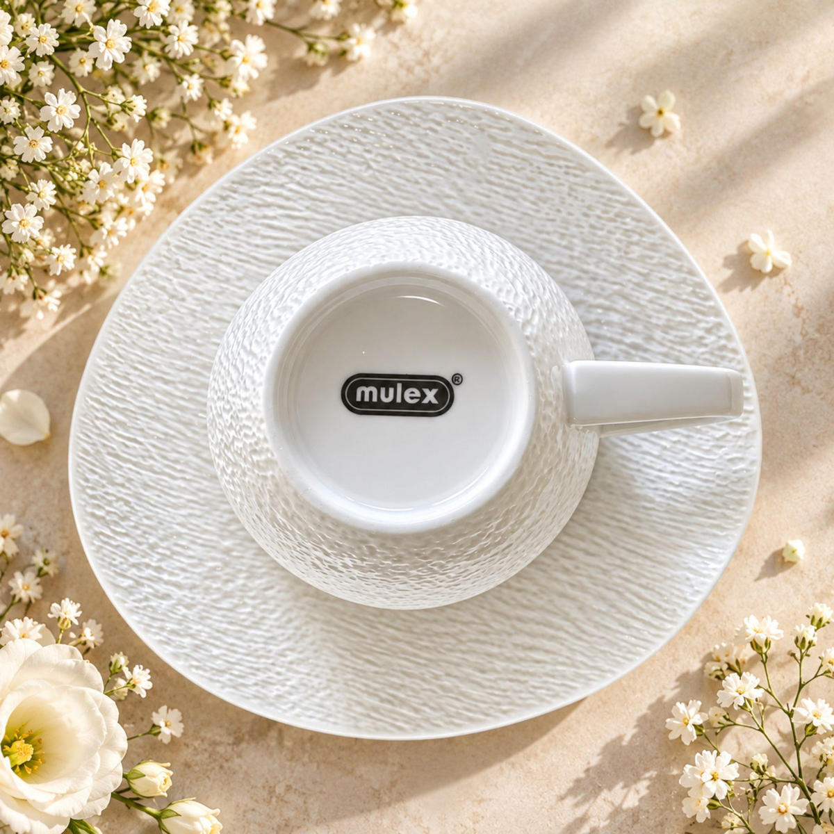 KAFFEETASSEN ALYA creme- weiß in Schieferoptik 12-tlg - Weiß, Keramik (8.5/7/15.5cm) - Mulex