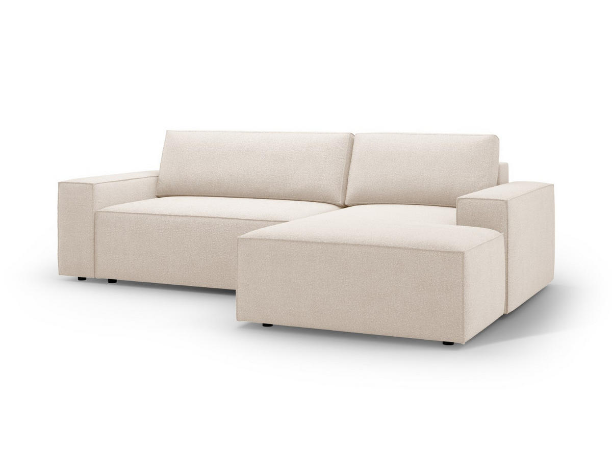 ECKSOFA ausklappbar rechts mit Container Jodie aus Boucle beige 3 Sitzplätze - Beige, Textil (151/246cm) - Micadoni