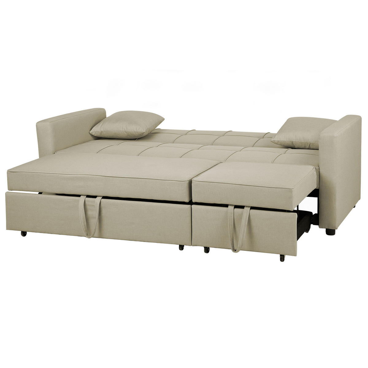3-SITZER-SCHLAFSOFA Polyester Beige Glomma - Beige, Textil (207/95/87cm) - Beliani