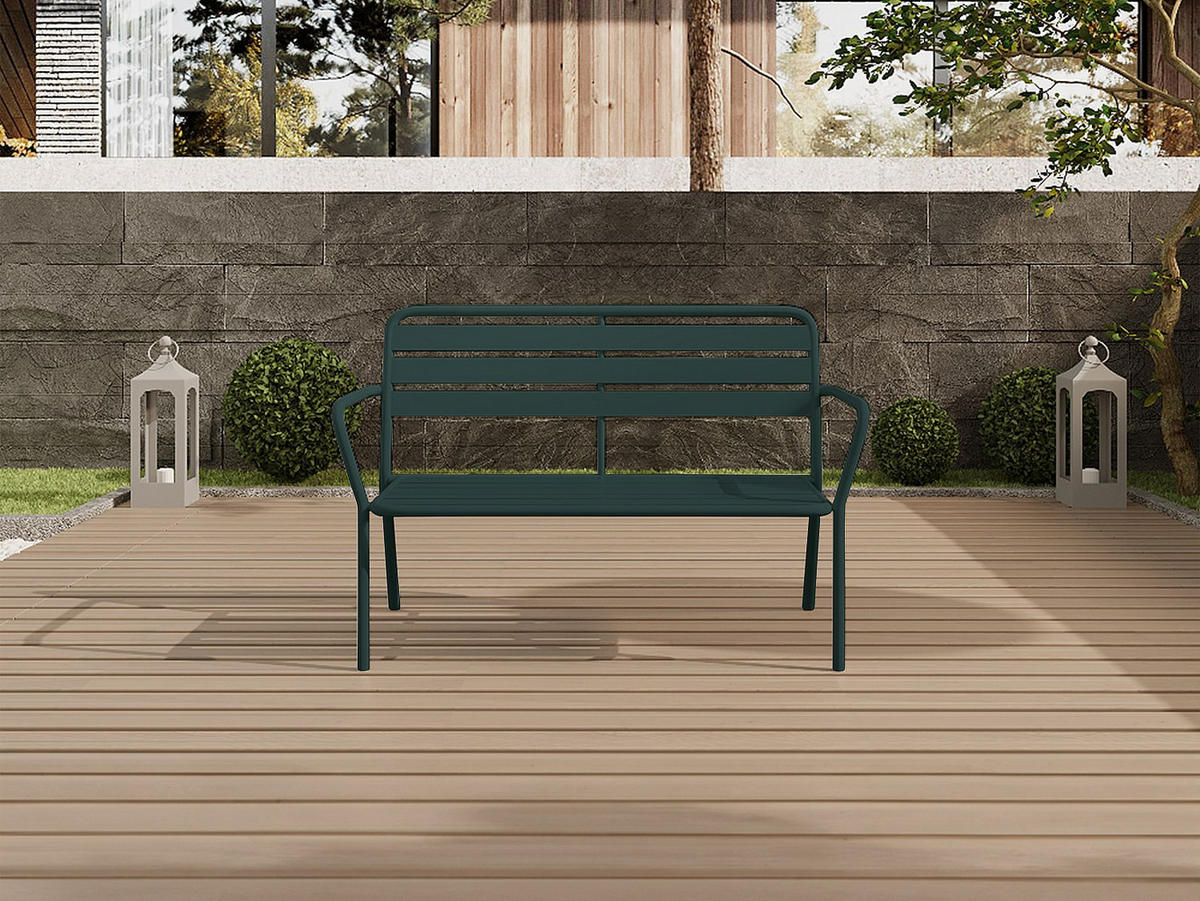 GARTENBANK - 2 -Sitzer - Stahl - tannengrün - MIRMANDE - Waldgrün, Metall (123/82/58cm) - Vente-Unique