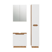 BADMÖBEL-SET Lotta Eiche/weiß gestreift 3 Teile - Eichefarben/Weiß, Holzwerkstoff (59.8/62.1/32cm) - Vicco