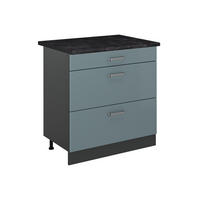SPODNÍ SKŘÍŇKA KUCHYŇSKÉ LINKY R-Line, Modrošedá/Antracit, 80 cm se 3 zásuvkami pracovná doska antracitová - antracitová/šedohnědá, kompozitní dřevo (80/81.6/60cm) - Vicco