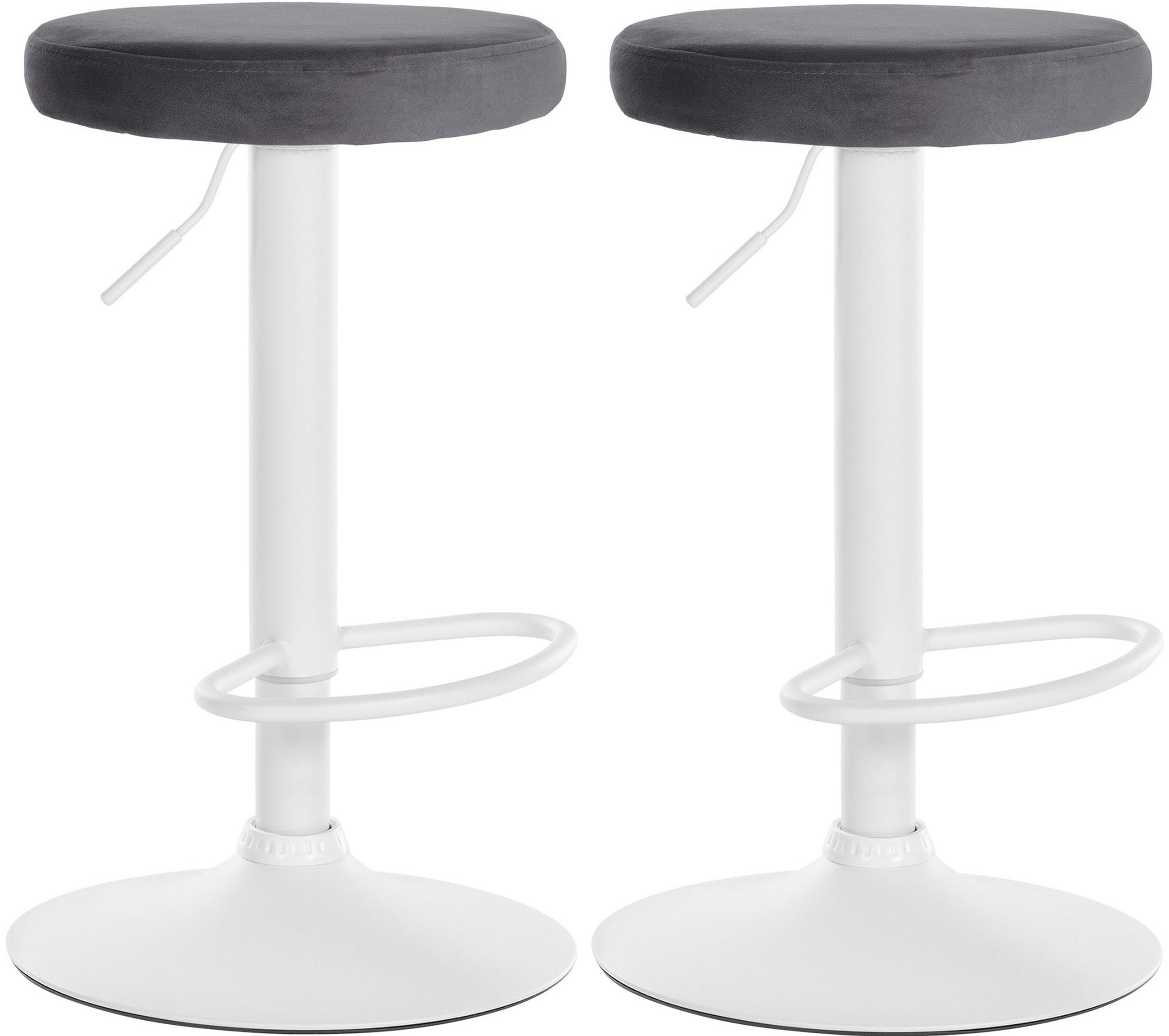BARHOCKER 2er Set Pontius Samt weiß dunkelgrau - Dunkelgrau/Weiß, Textil/Metall (38.5/81/38.5cm) - TPFLiving