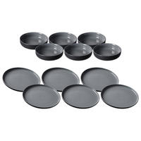 TELLER UND SCHALENSET Jasper schwarz 12er Set - Schwarz, Keramik (1/1/1cm) - Ritzenhoff Breker