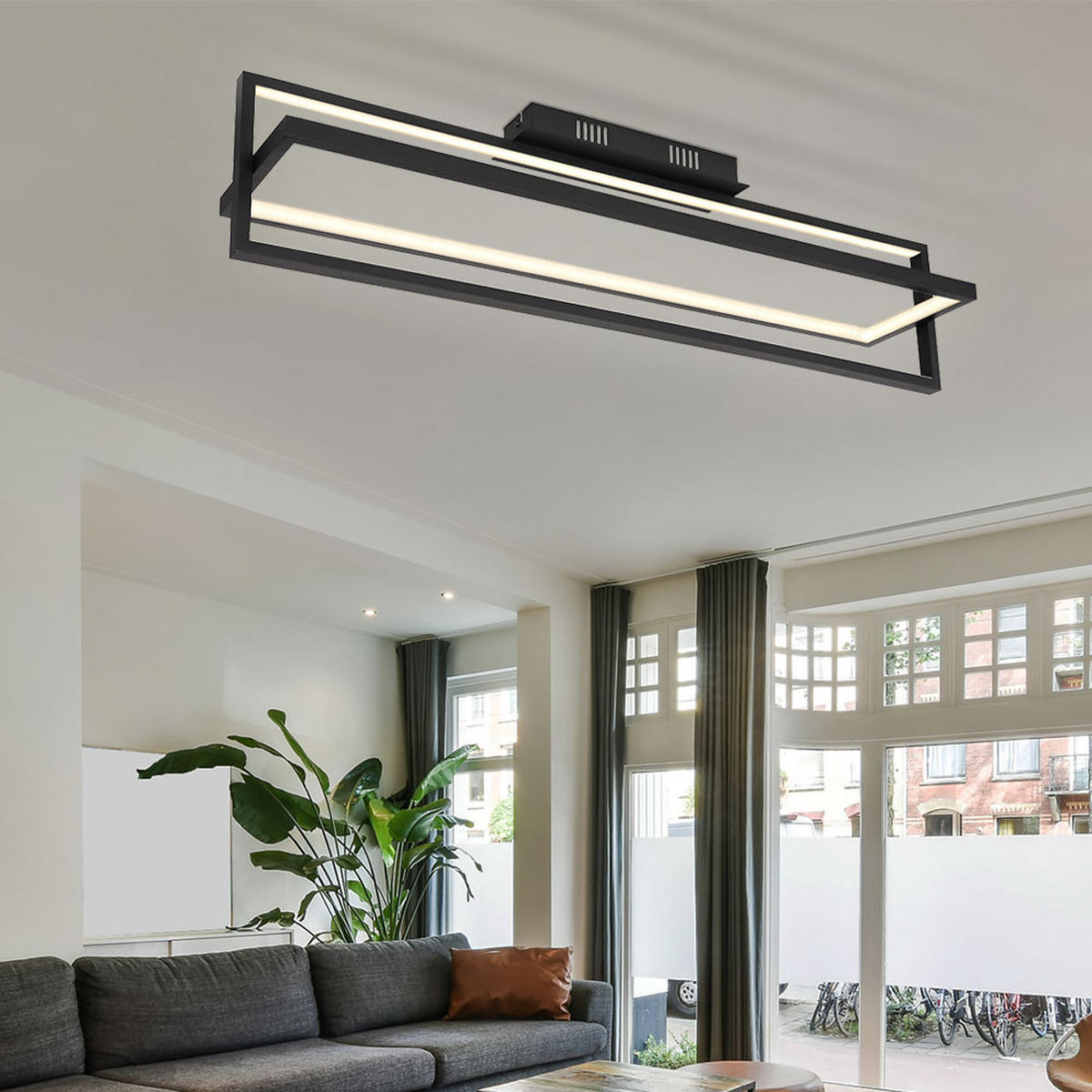 LED DECKENLEUCHTE Schwarz Metall - Schwarz, Metall (82/18/21.5cm) - Globo Lighting