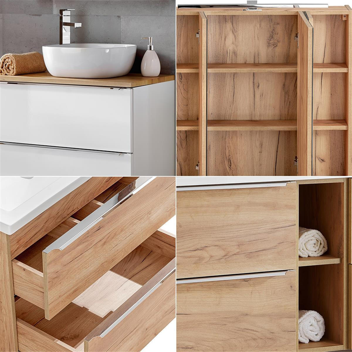 BADMÖBEL-SET 2-TLG. Toskana-56 - Braun, Holzwerkstoff (80/190/46cm) - Lomado