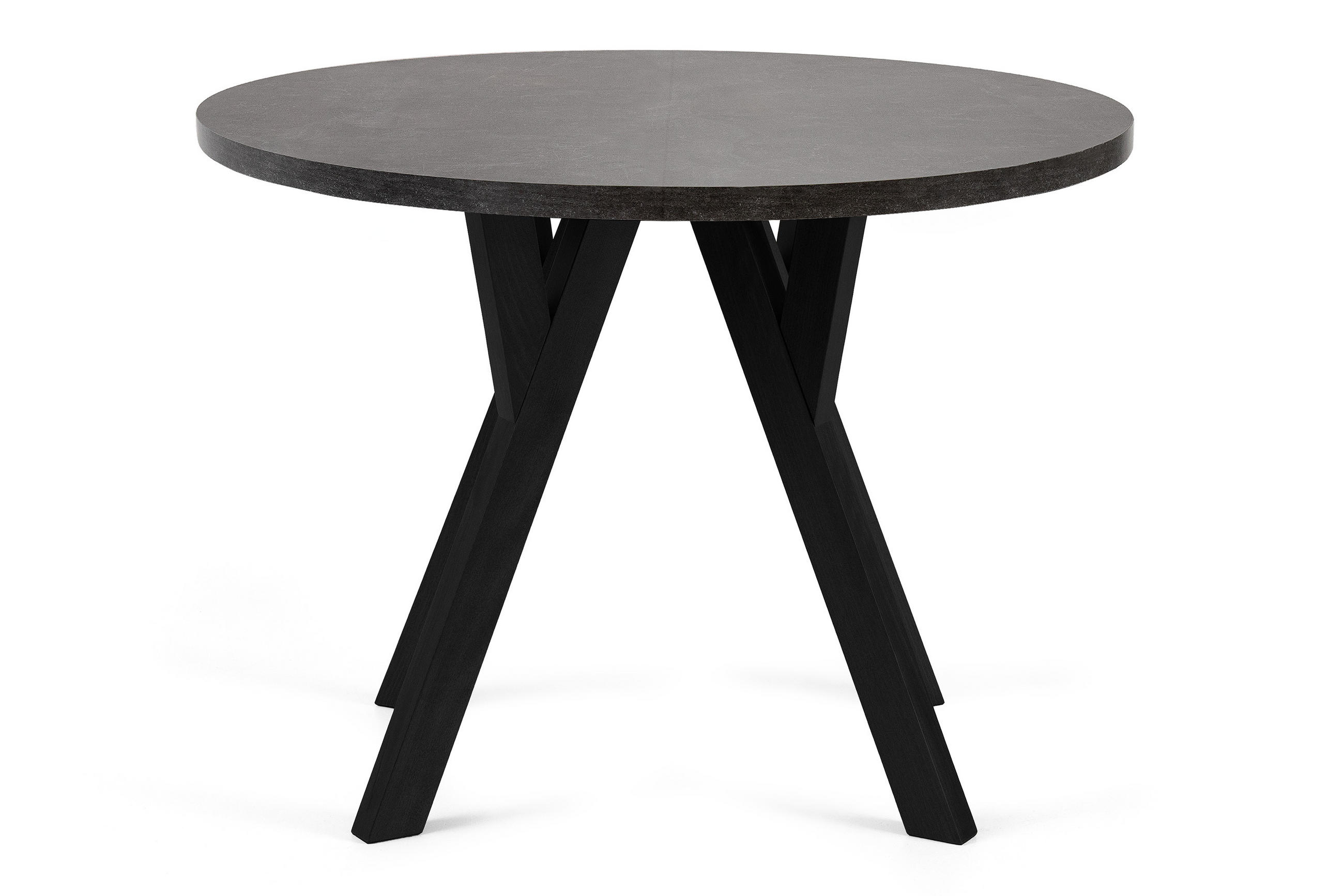ESSTISCH INDAGA Ausziehbar 100-140cm Rund, Beton/Schwarz - Schwarz, Holz (100/140/75cm) - KONSIMO®