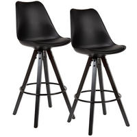 BARHOCKER – Skandinavisch, Kunstleder, Rückenlehne, X-Beine mit Metallring - Schwarz, Holz/Kunststoff (49/113/53cm) - KADIMA DESIGN