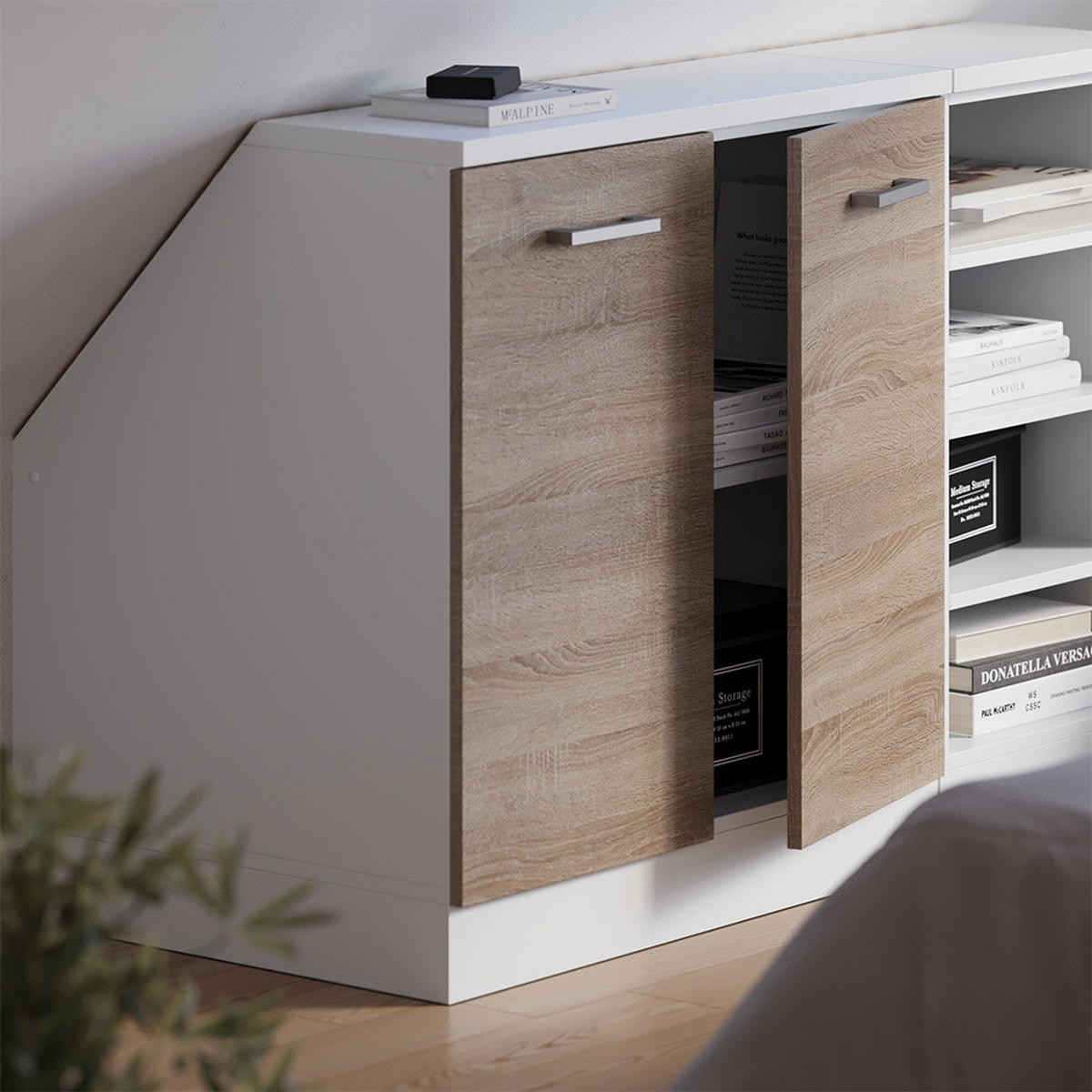 ŠIKMÁ SKRIŇA Rion Sonoma 80 x 81.6 cm s 2 dverami, korpus skrine hĺbka 60 cm - biela/dub sonoma, kompozitné drevo (80/83.8/60cm) - Vicco
