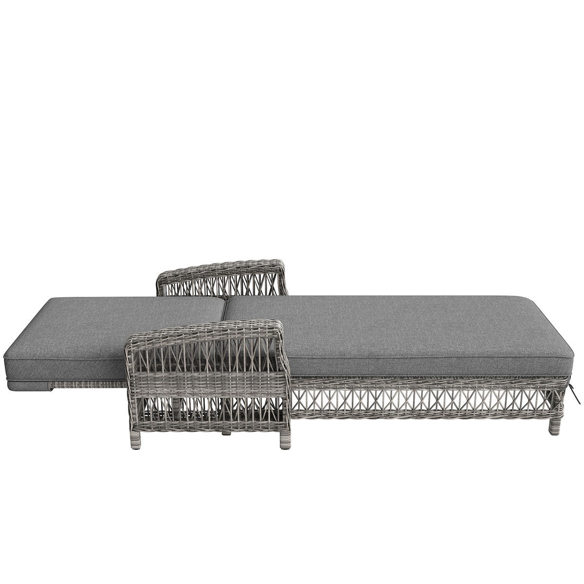 OUTDOOR-LIEGE AUS RATTAN 4-fach verstellbar Grau - Grau, Metall (70/58/192cm) - ComfortXL