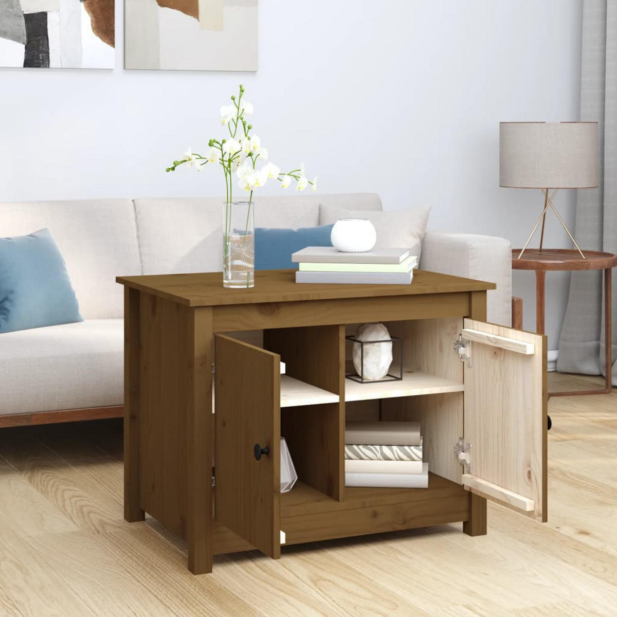 COUCHTISCH Honigbraun 71x49x55 cm Massivholz Kiefer - Braun, Holz (71/49/55cm) - furnicato