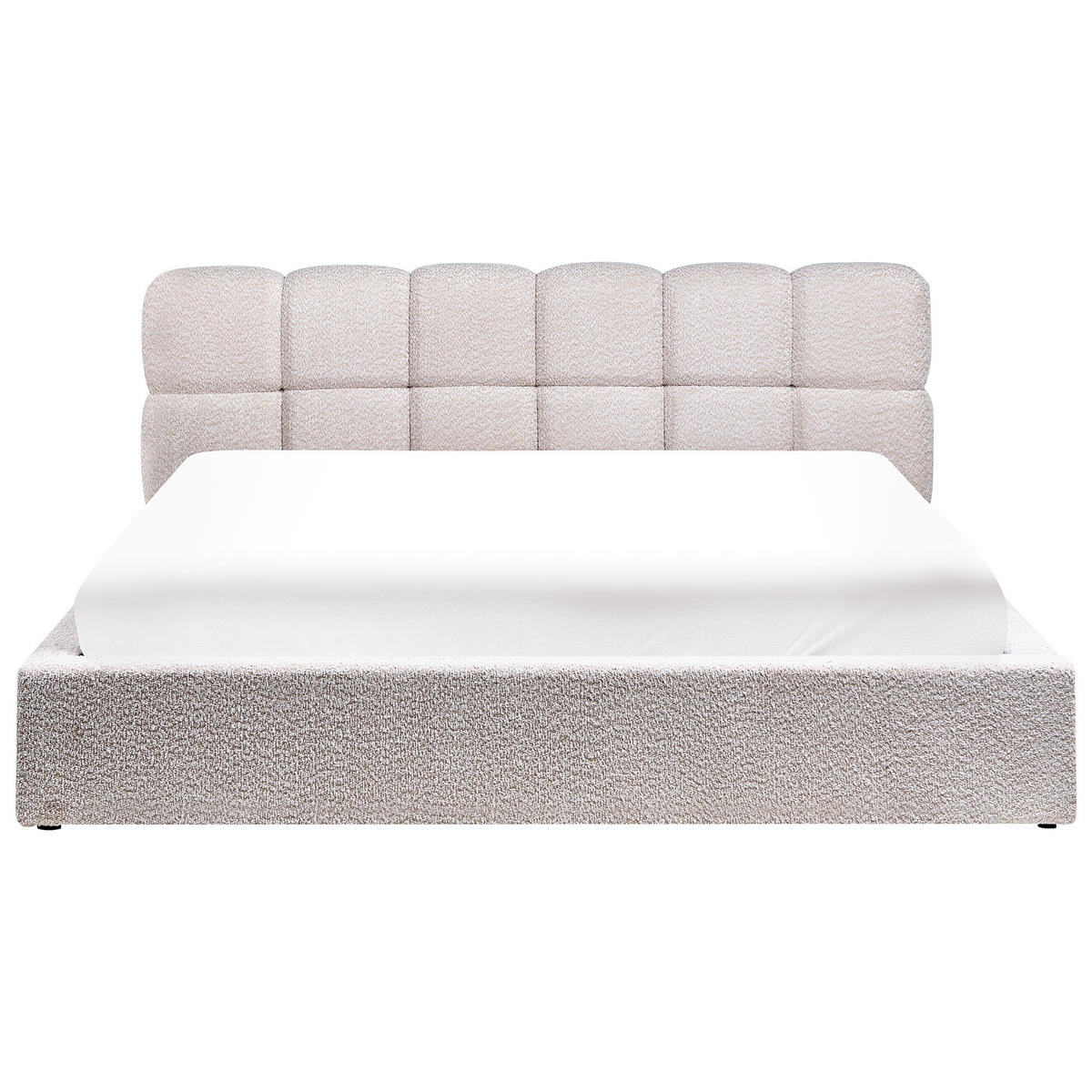 BETT mit Stauraum 180/200 cm Bouclé Hellbeige Baston - Beige, Textil (180/200cm) - Beliani