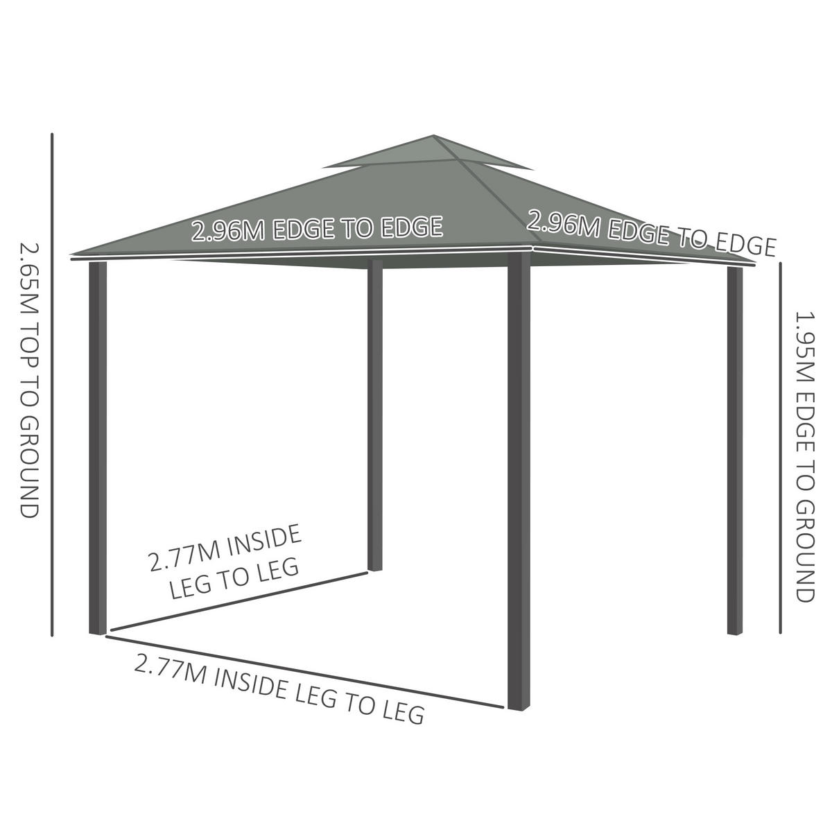 PAVILLON 2,96x2,96 m Moskitonetz - Dunkelgrau, Metall (296/265/296cm) - Fortuna Lai