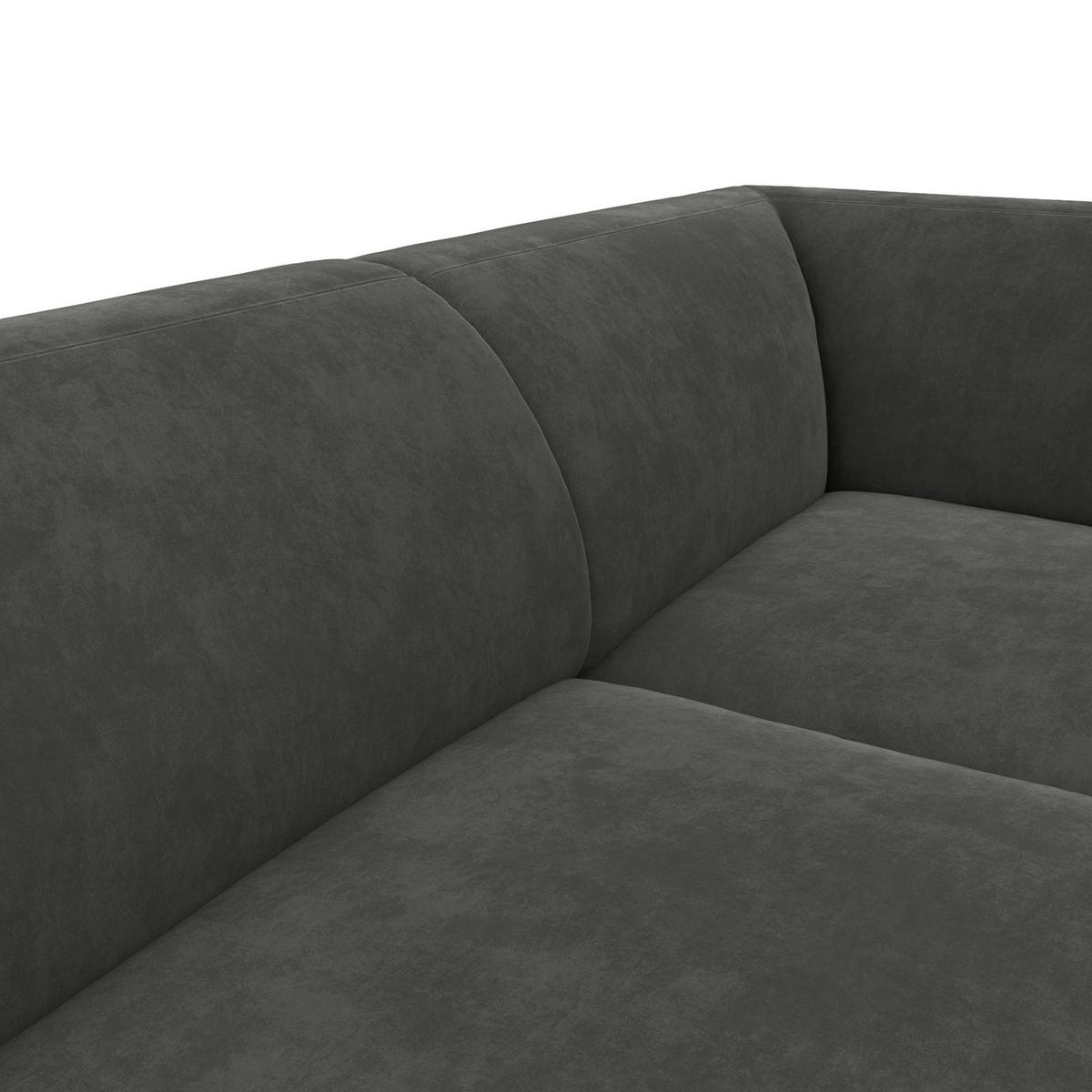 2,5-SITZER ECKSOFA mit Ottomane - Schwarz/Grün, Textil/Metall (252/205cm) - home24