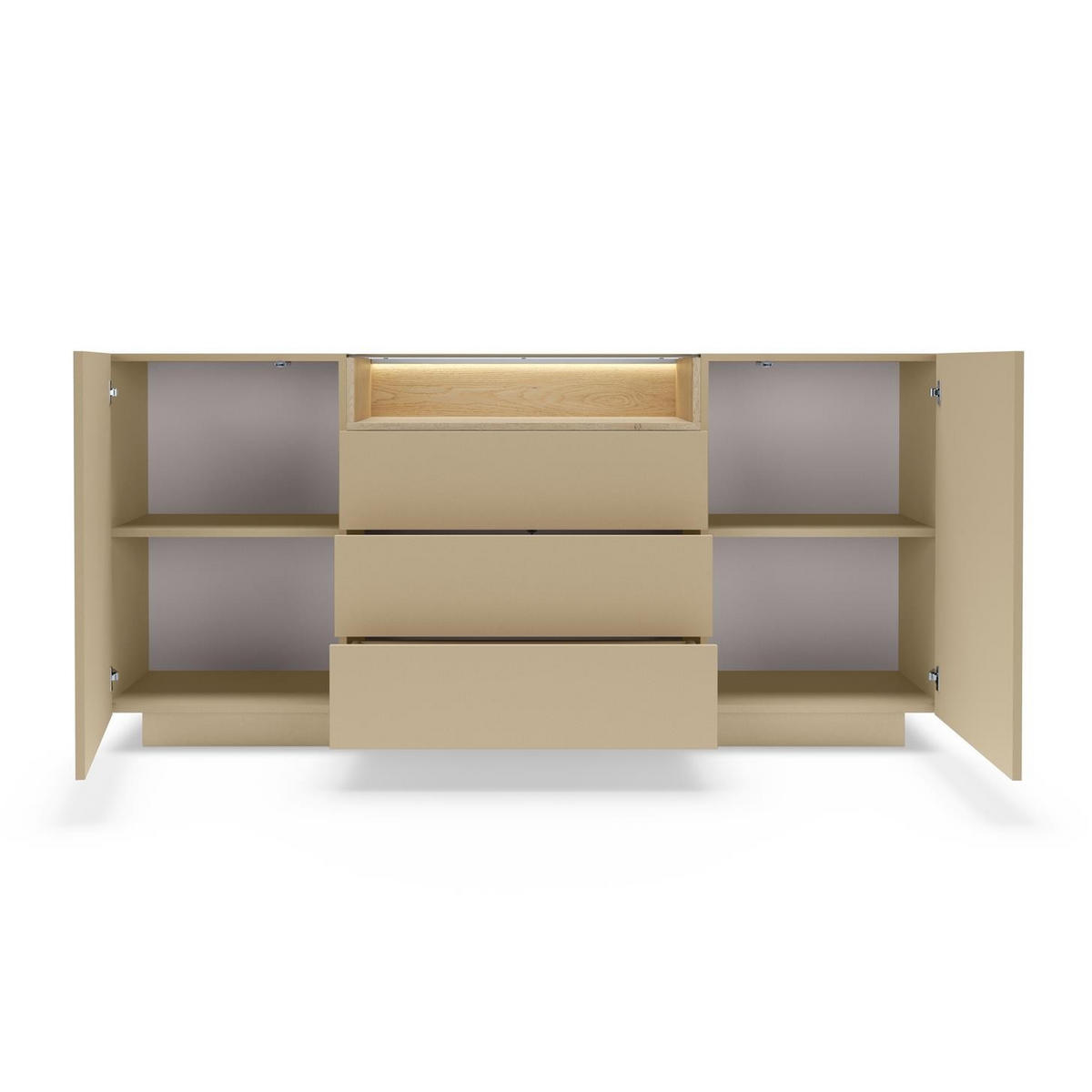 KOMMODE Kiro Braun, mit Schubladen und LED - Braun, Holzwerkstoff (176/83/40cm) - Bettso