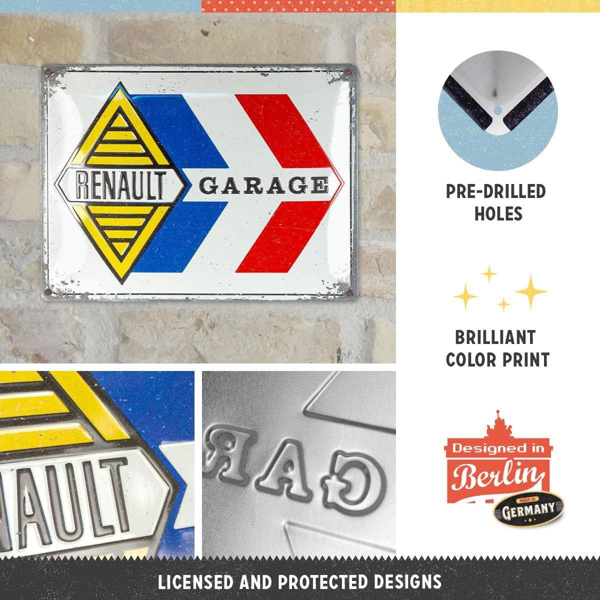 BLECHSCHILD 30/40 cm Renault Garage - Multicolor, Metall (40/30/0.2cm) - Nostalgic-Art