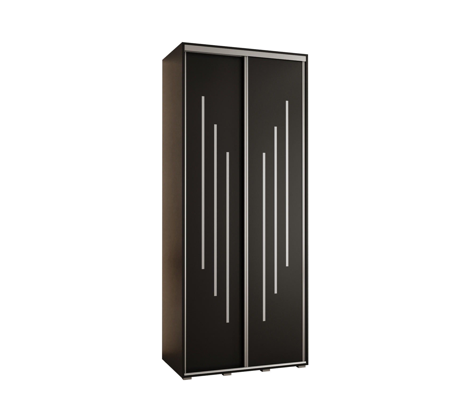 Abiks Möbel Schwebetürenschrank Schwarz, Schwarz, Silber 100x235x60 cm