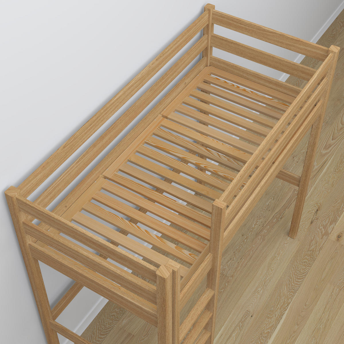 HOCHBETT N05 mit Schreibtisch Eiche Natur 100/190 - Eiche Artisan, Naturmaterialien/Holz (100/190cm) - N-Wood