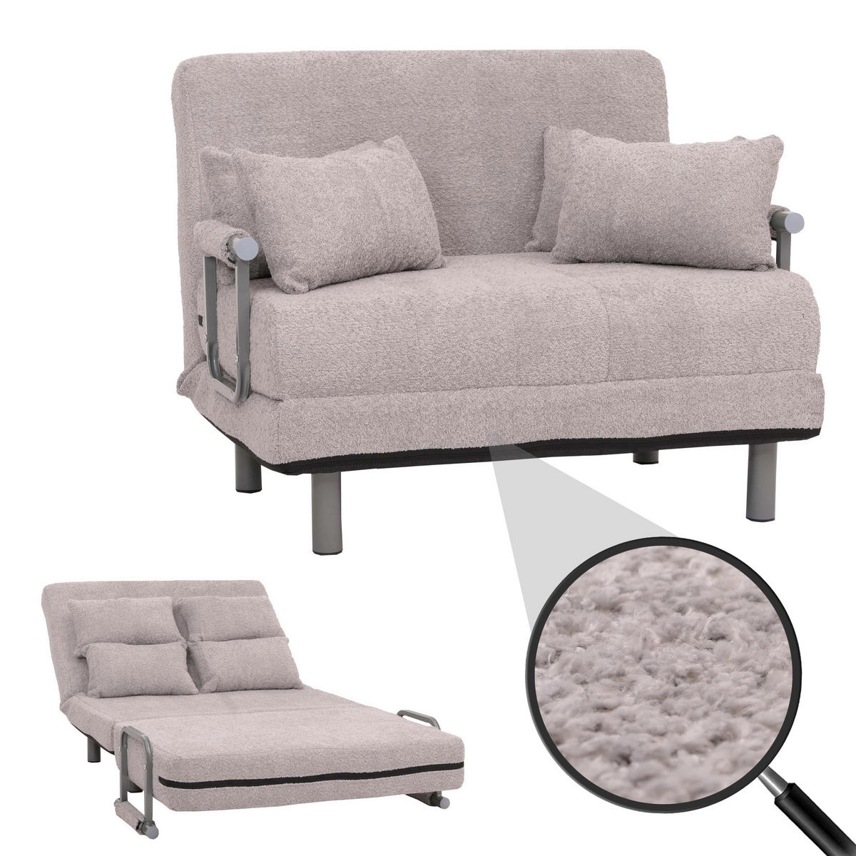 SCHLAFSESSEL Grau - Grau, Textil (105/80/190cm) - MCW