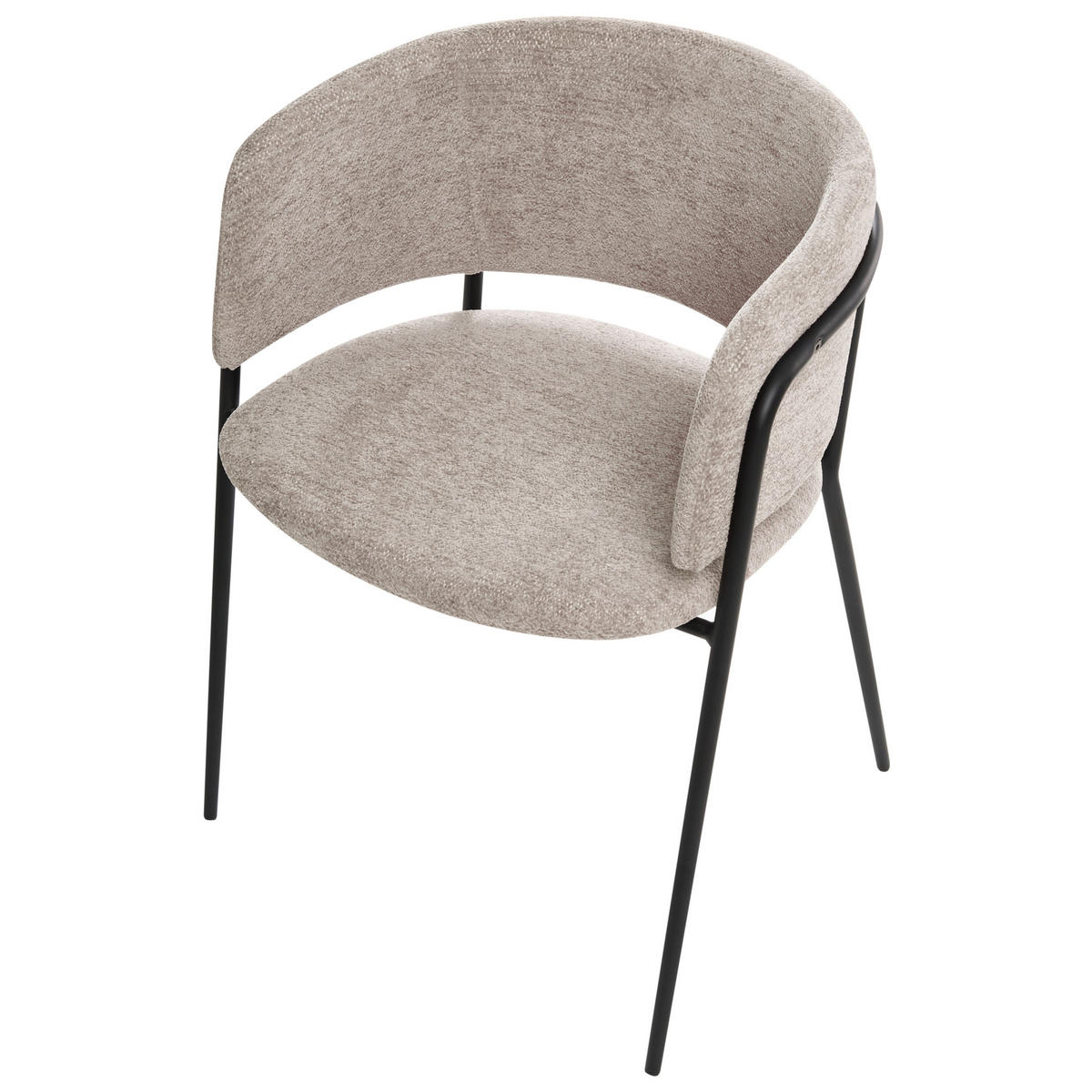 ESSZIMMERSTUHL 2er Set Chenillegewebe Taupe Springer - Taupe, Textil (53/75/51cm) - Beliani
