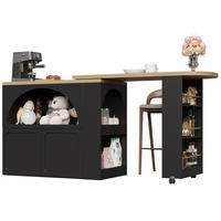 BARTISCH Ausziehbar 135-205cm LED Stauraum Schwarz - Schwarz, Holzwerkstoff (39/135/100cm) - FLIEKS