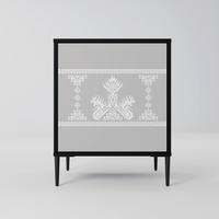 SIDEBOARD THAI GRAY, Schwarz, 57,5x42x72,5 cm, Schwarze Metallfüße - Multicolor/Schwarz, Holzwerkstoff/Metall (57.5/72.5/42cm) - SpaceRebels