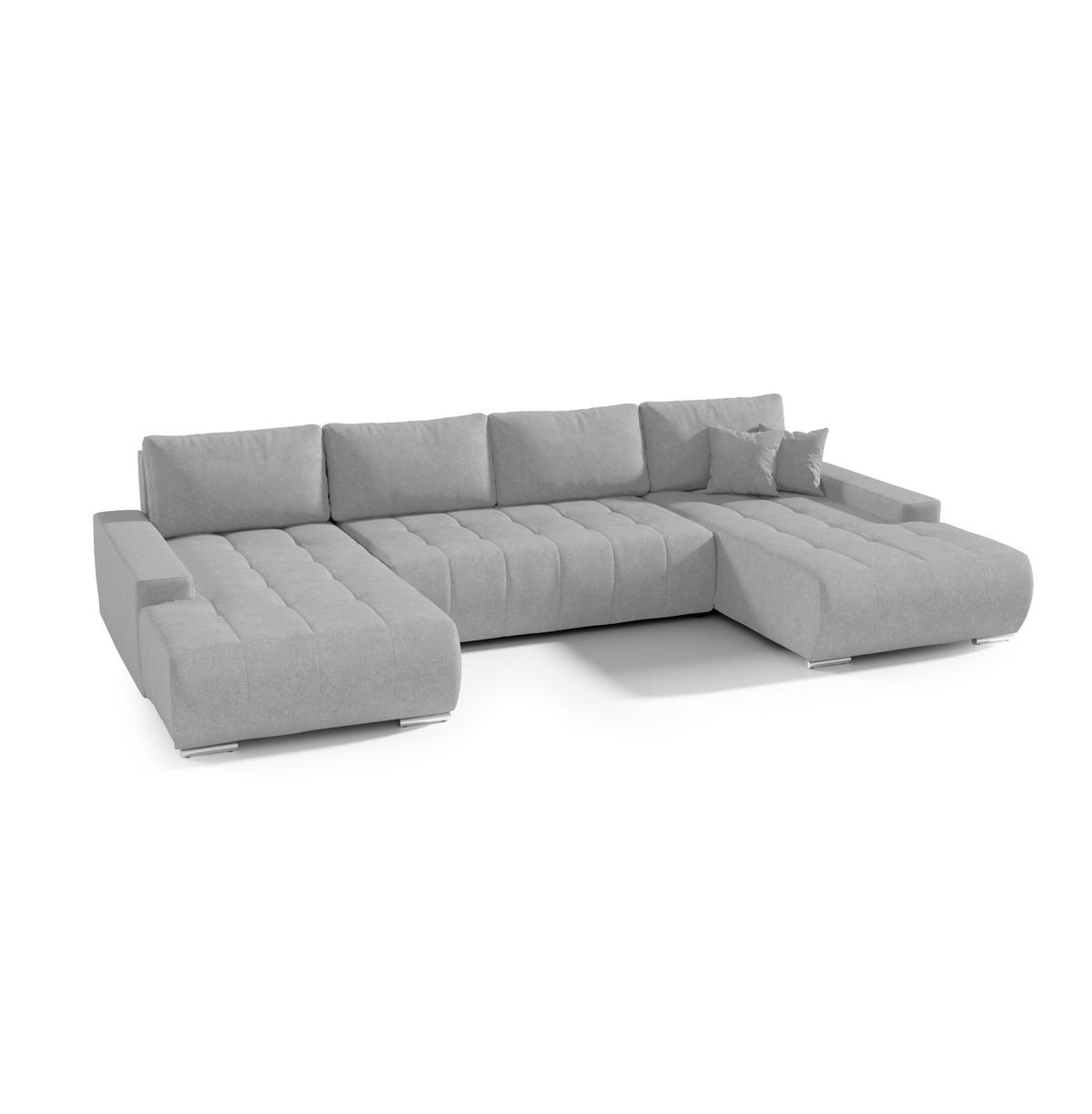 WOHNLANDSCHAFT mit Schlaffunktion Dhaka U, Hellgrau - Hellgrau, Textil (185/85/350cm) - Fedve