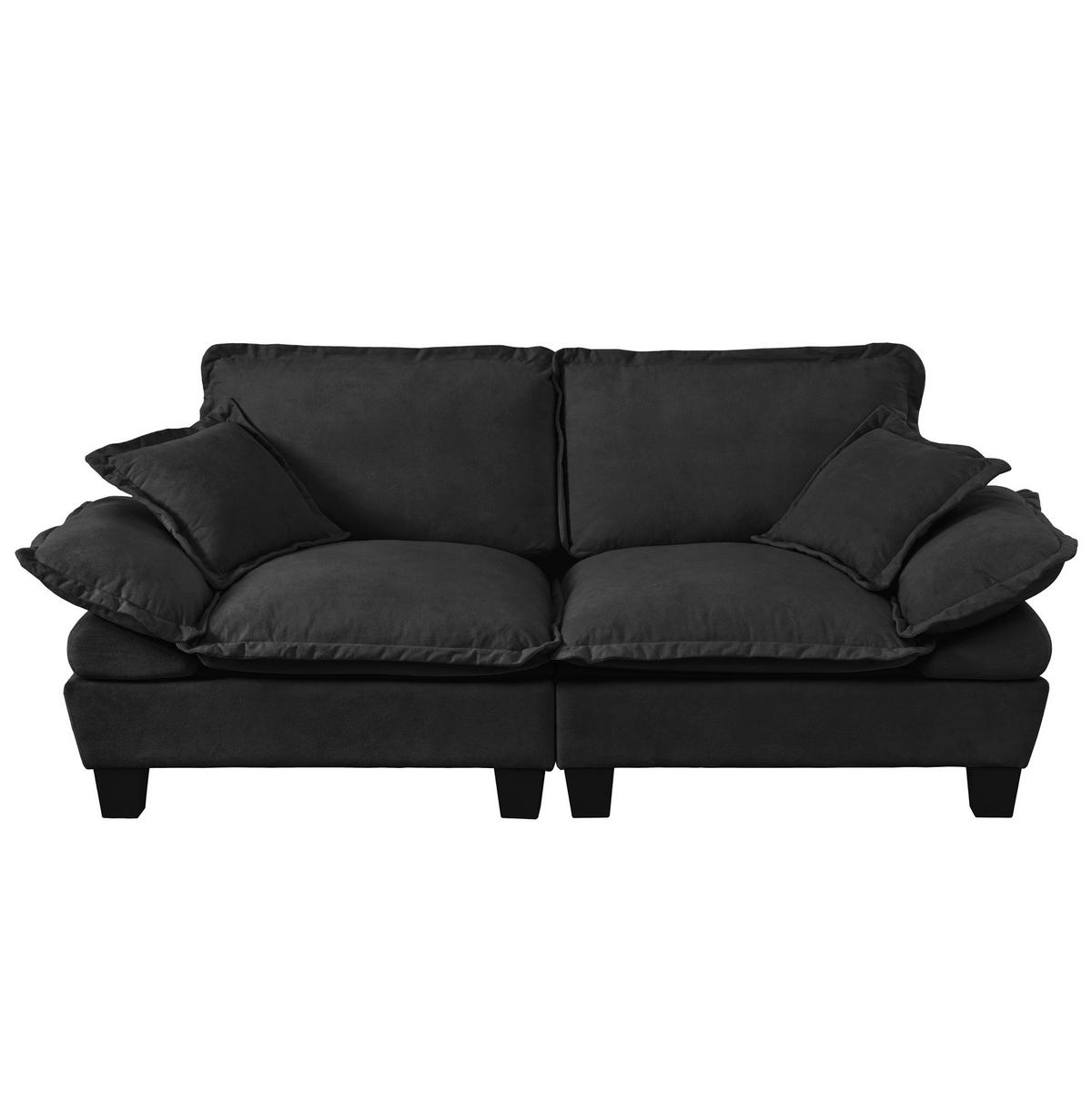 2-SITZER Sofa 194/82/90 cm mit abnehmbaren Armlehnen und Chenille-Bezug, Schwarz - Schwarz, Textil (194/90/82cm) - Redom