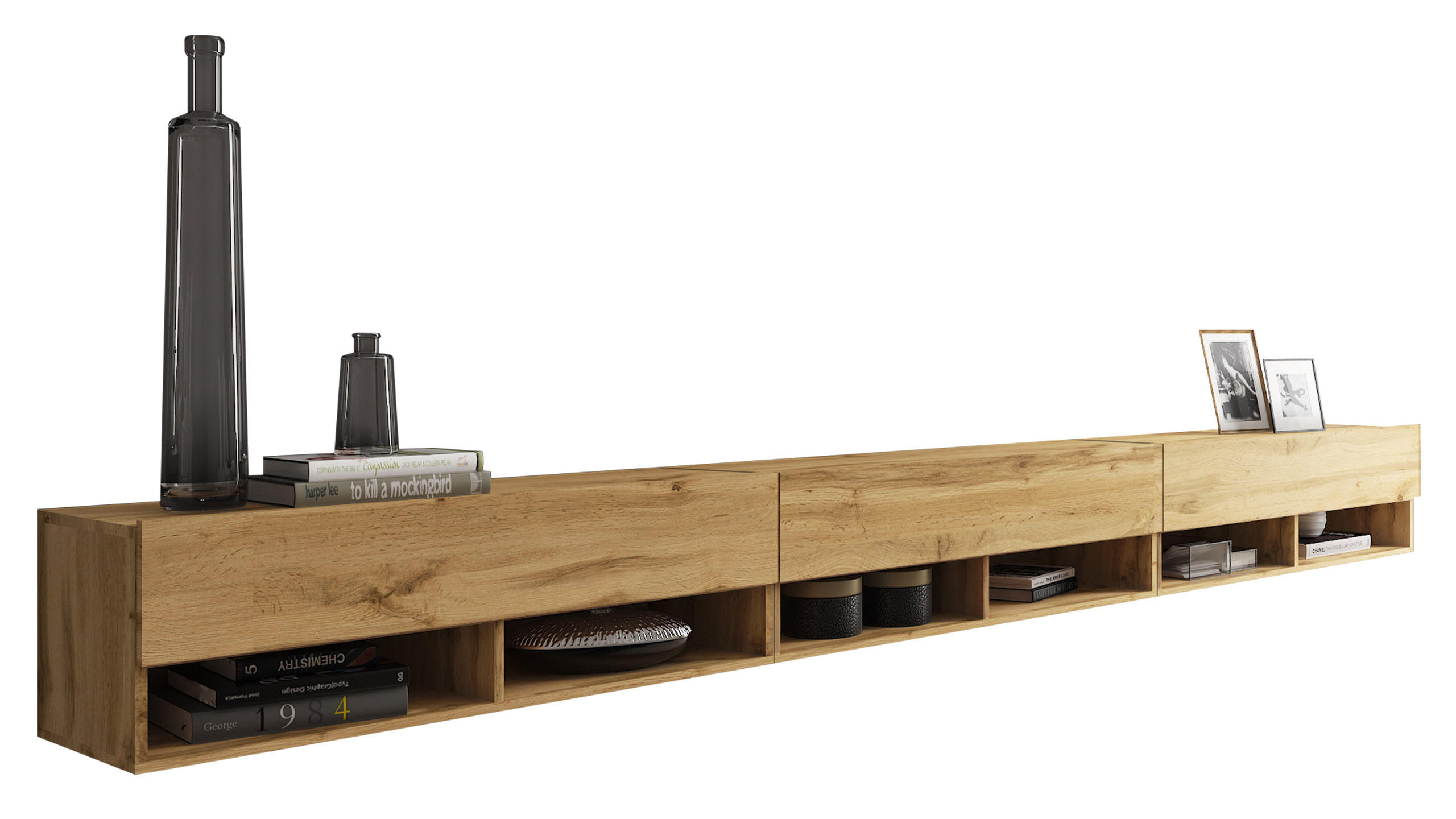 Mirjan24 Tv-Lowboard Eiche Wotan 300x32x33 cm