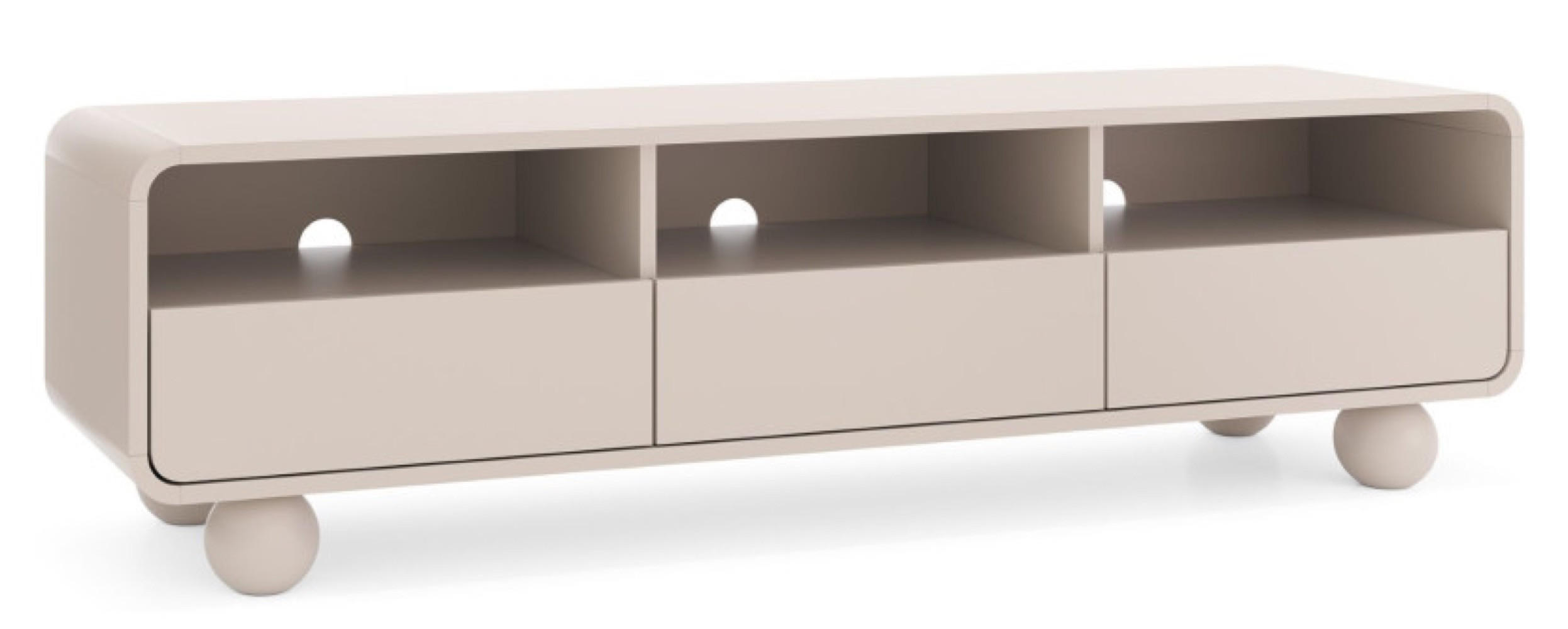 TV-LOWBOARD Kaschmir ALBI Auf Rundem Fuß 160 cm - Ecru, Holzwerkstoff (160/44/39cm) - Sepro Meble