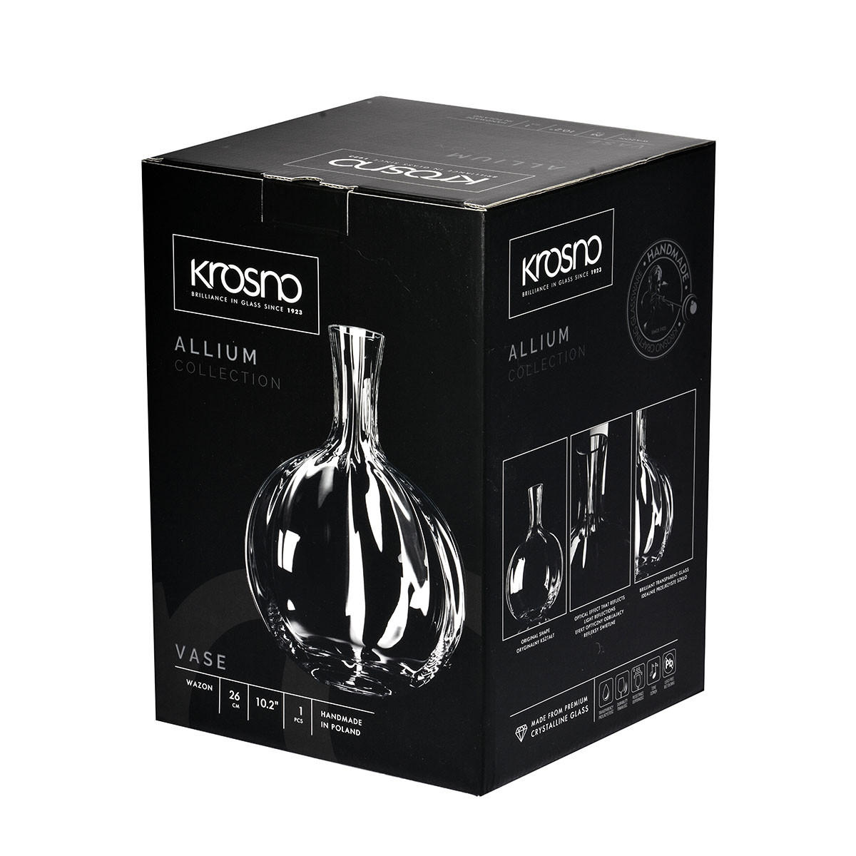 BLUMENVASE, 26 cm hoch, Handgemacht - Transparent, Glas (19.5/26cm) - Krosno Glass