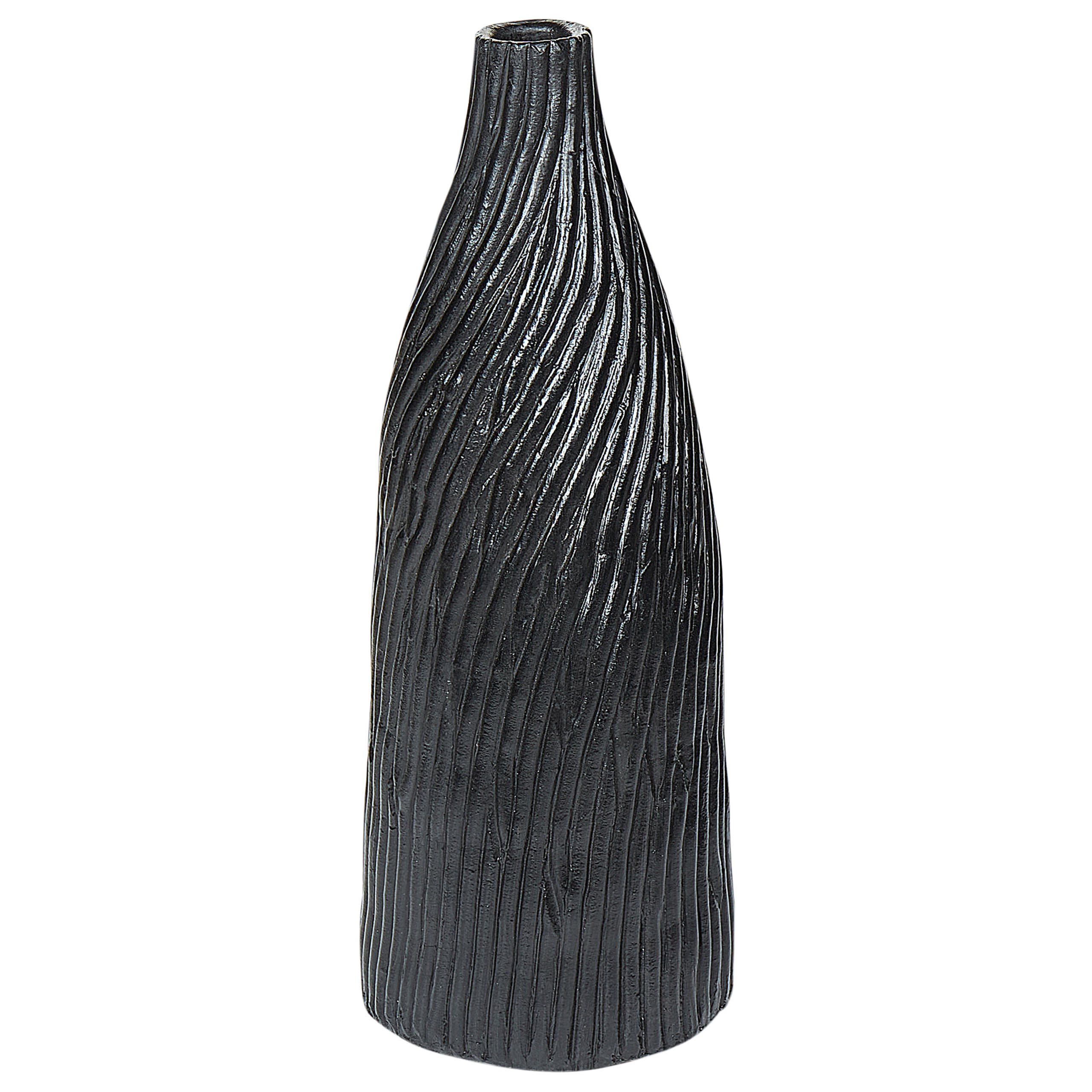 DEKOVASE Terrakotta schwarz Florentia - Schwarz, Stein (50cm) - Beliani