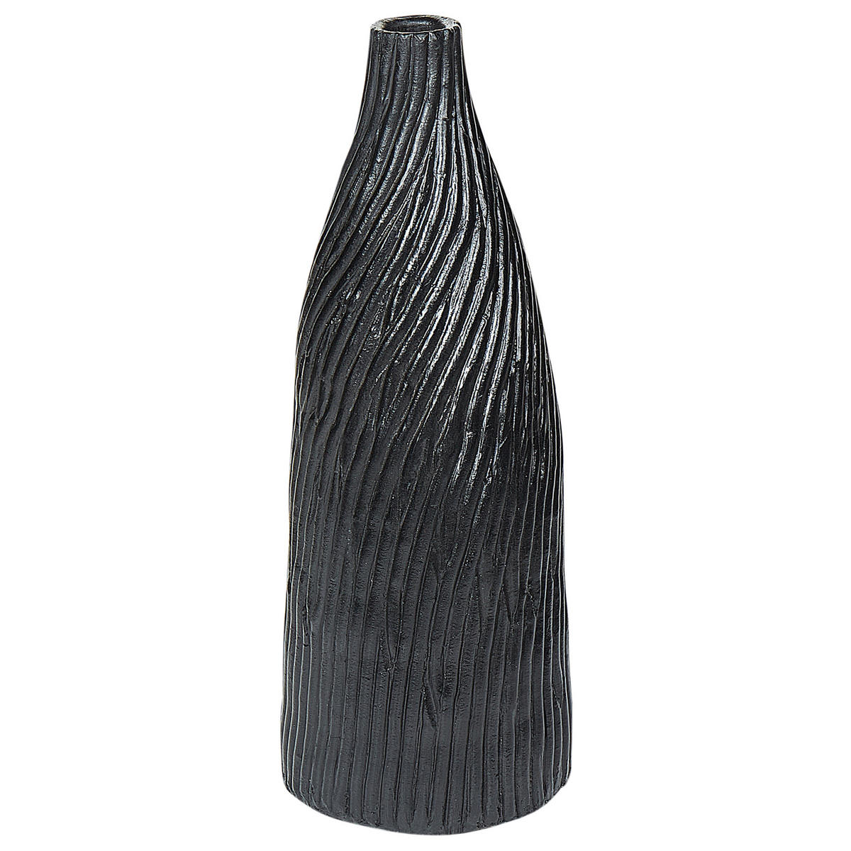DEKOVASE Terrakotta schwarz Florentia - Schwarz, Stein (50cm) - Beliani