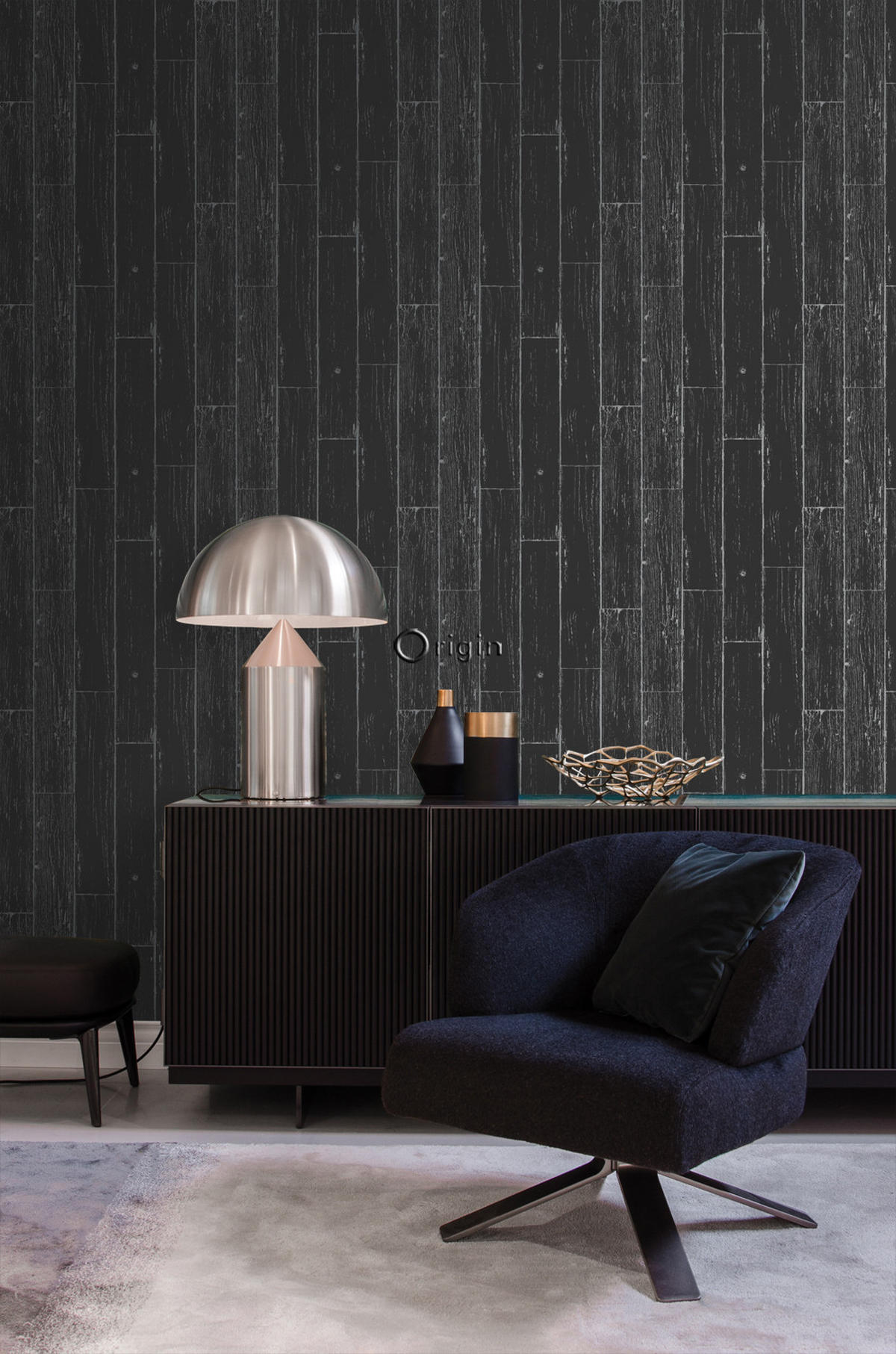 TAPETE Holz-optik 53 cm x 10.05 m - Schwarz, Papier (53/1000cm) - Origin Wallcoverings