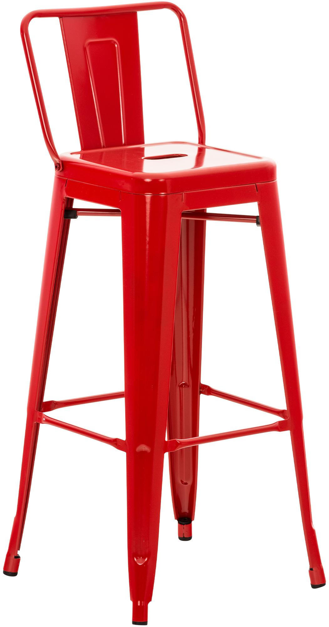 BARHOCKER Metall Rot - Eukalyptusholzfarben/Rot, Metall (44/96/43cm) - CLP