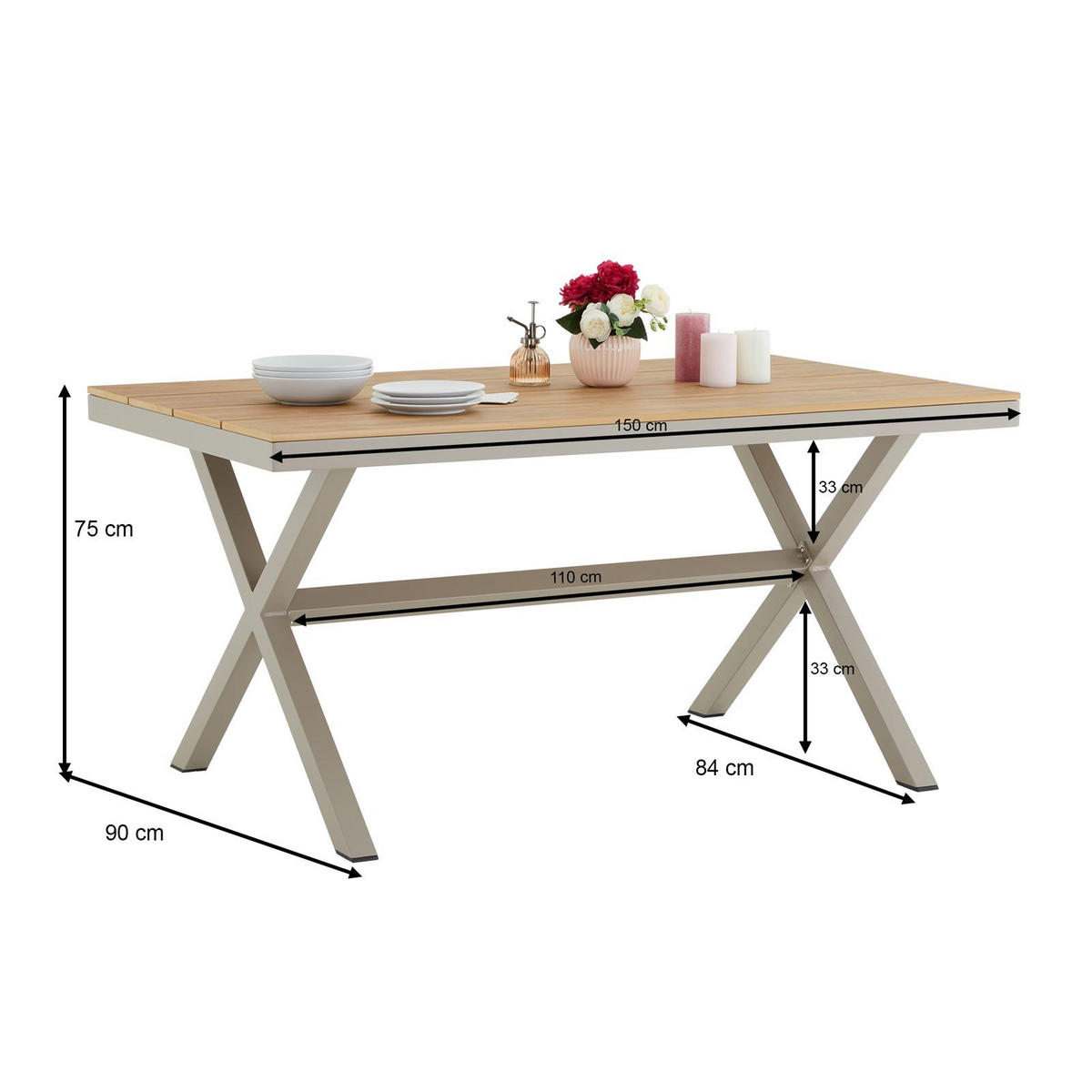 GARTENMÖBELSET WINDY - Beige, Metall - IDIMEX