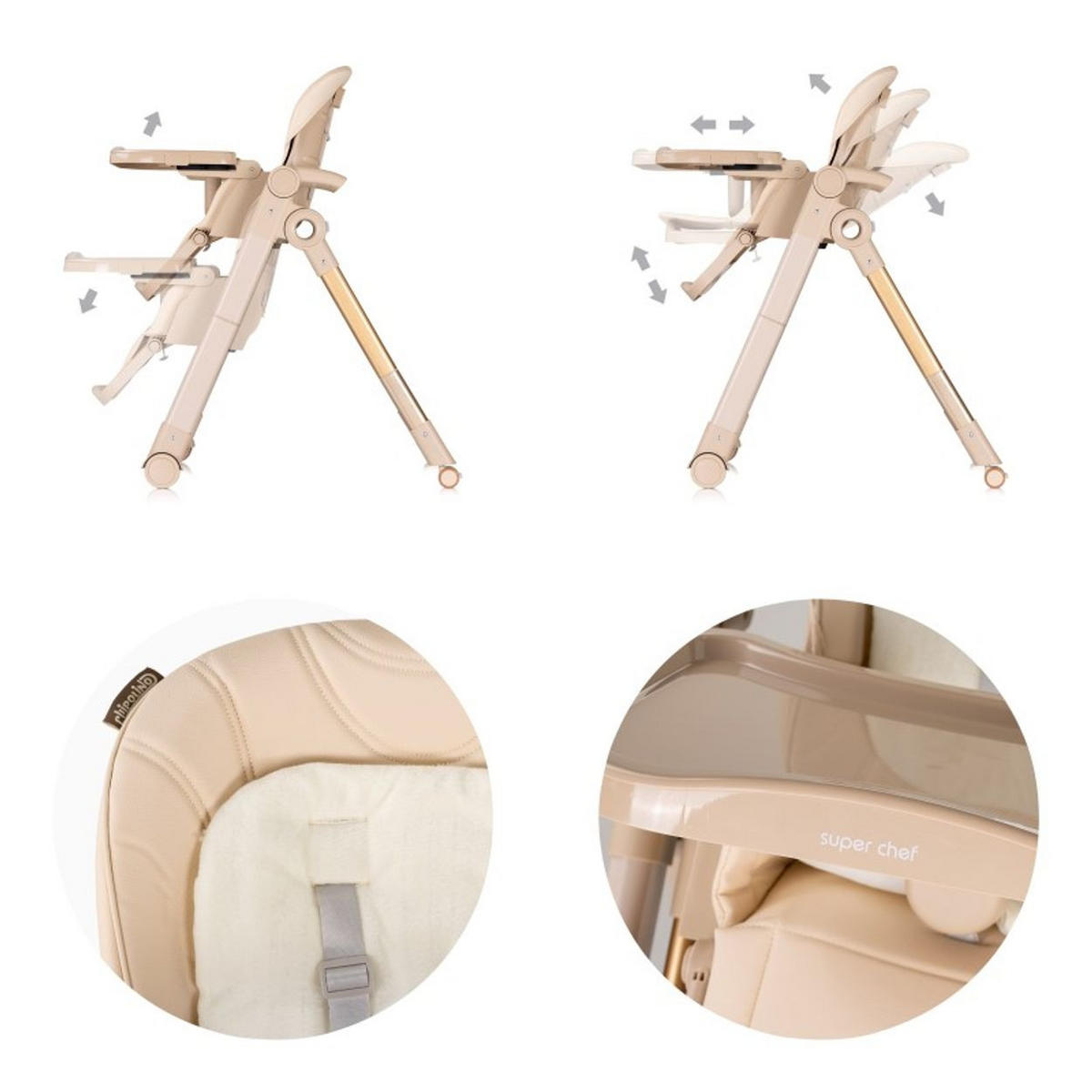 HOCHSTUHL 2 in 1 Super Chef beige Babyschaukel, Fußstütze, klappbar - Beige, Kunststoff (59/101/73cm) - Chipolino