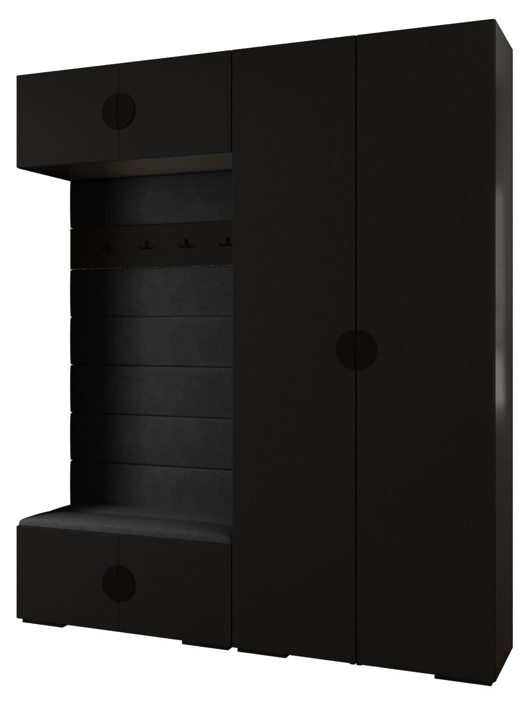 Abiks Möbel Garderoben-Set Schwarz, Schwarz, Schwarz 200x236.7x47 cm