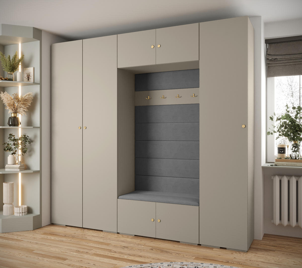 GARDEROBEN-SET 236,7/250/47 - Kaschmir/Goldfarben, Holz/Kunststoff (250/236.7/47cm) - Abiks Möbel