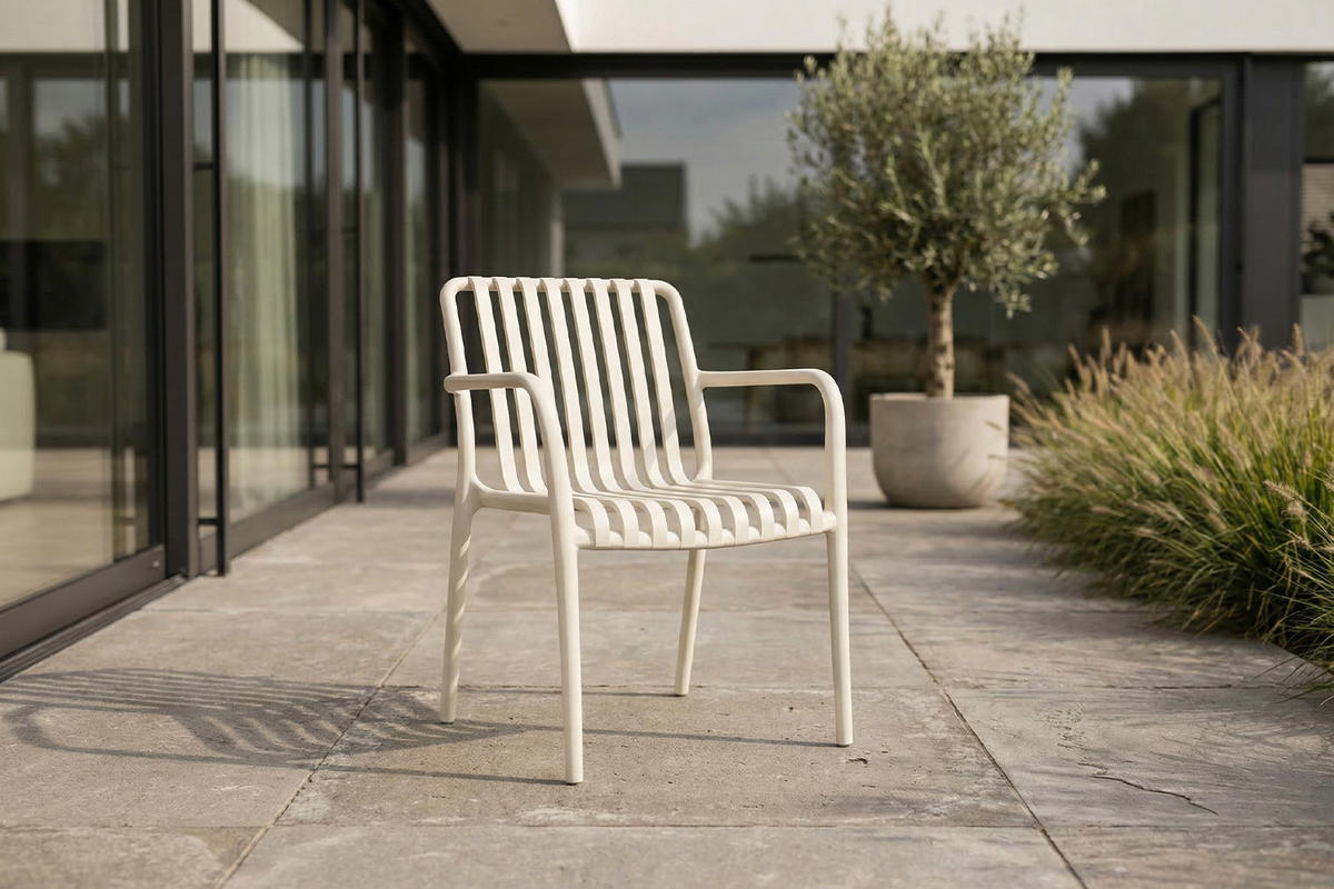 GARTENSTUHL MIAVA Cremeweiß Kunststoff Stapelbar - Creme, Kunststoff (56/81/57cm) - KAWOLA