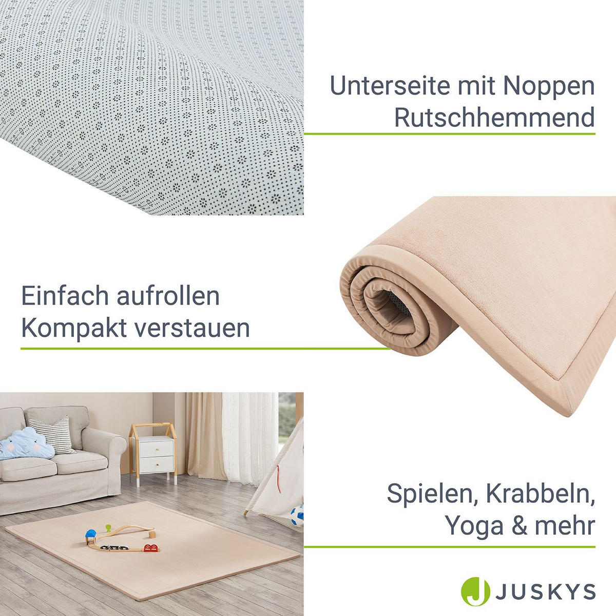 SPIELMATTE Maila beige 200 x 150 cm - Beige, Textil (150/2/200cm) - Juskys