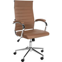 DREHSTUHL Echtleder hellbraun - Chromfarben/Hellbraun, Leder/Metall (56/102/61cm) - CLP