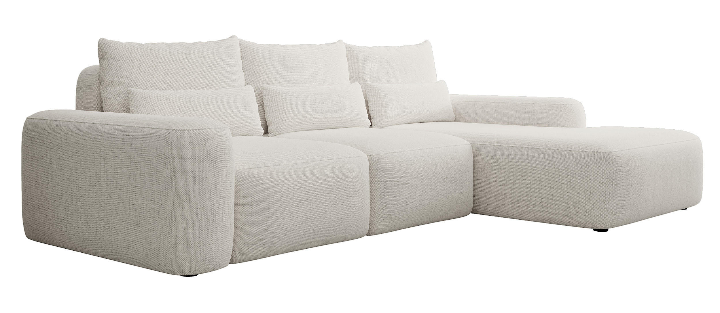 ECKSOFA Carnos mit wasserabweisendem Chenille-Bezug in Cremeweiß - Ecru, Textil (264/162cm) - Selsey