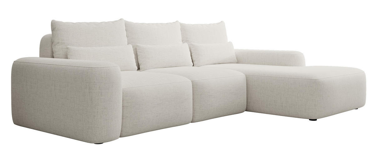 ECKSOFA Carnos mit wasserabweisendem Chenille-Bezug in Cremeweiß - Ecru, Textil (264/162cm) - Selsey