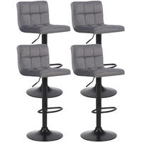 BARHOCKER 4er Set Samt Grau - Schwarz/Grau, Textil/Metall (40/85/40cm) - CLP