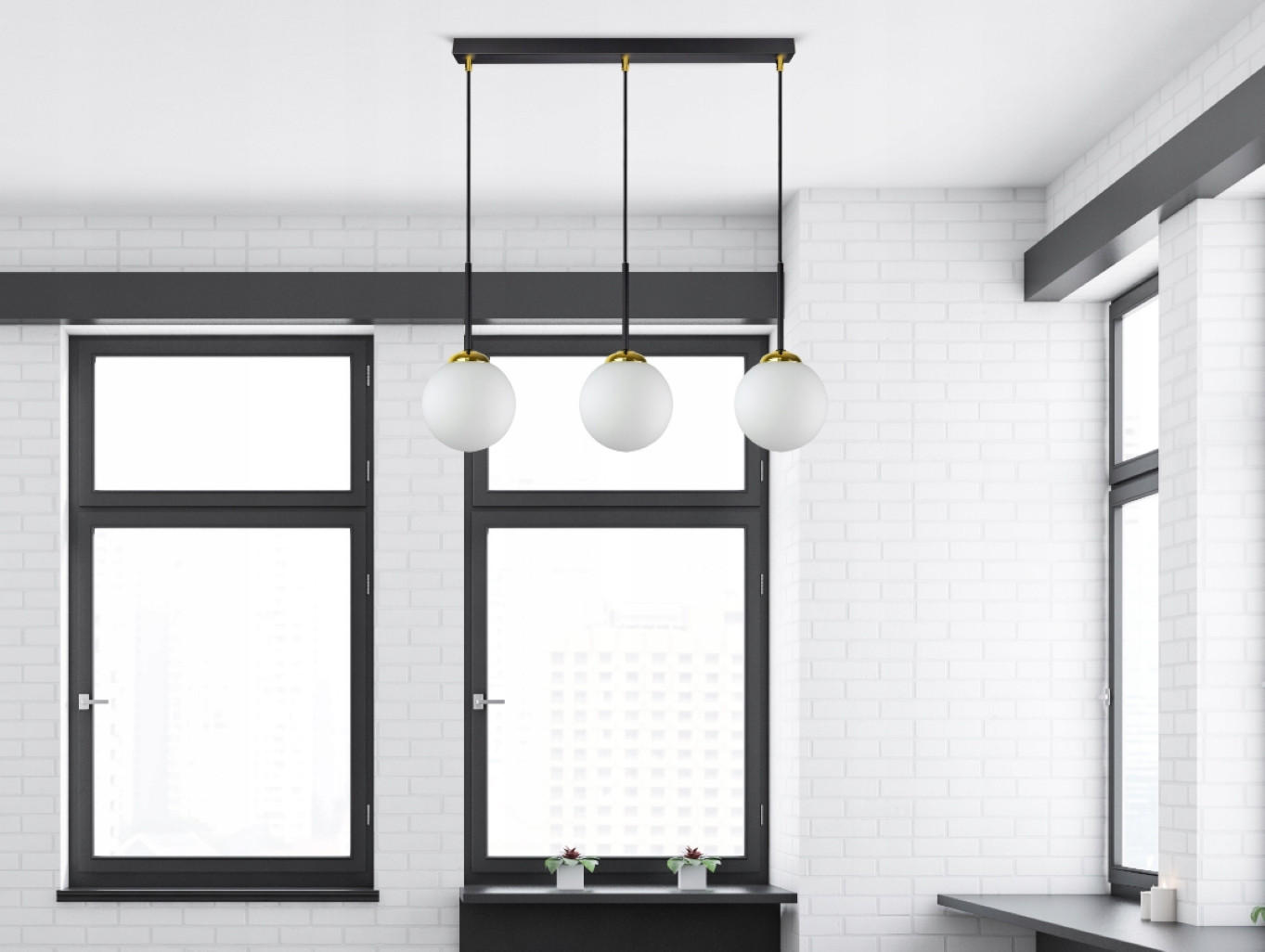 PENDELLEUCHTE Milano Glas - Goldfarben/Schwarz, Glas/Metall (14/55/80cm) - kiki design
