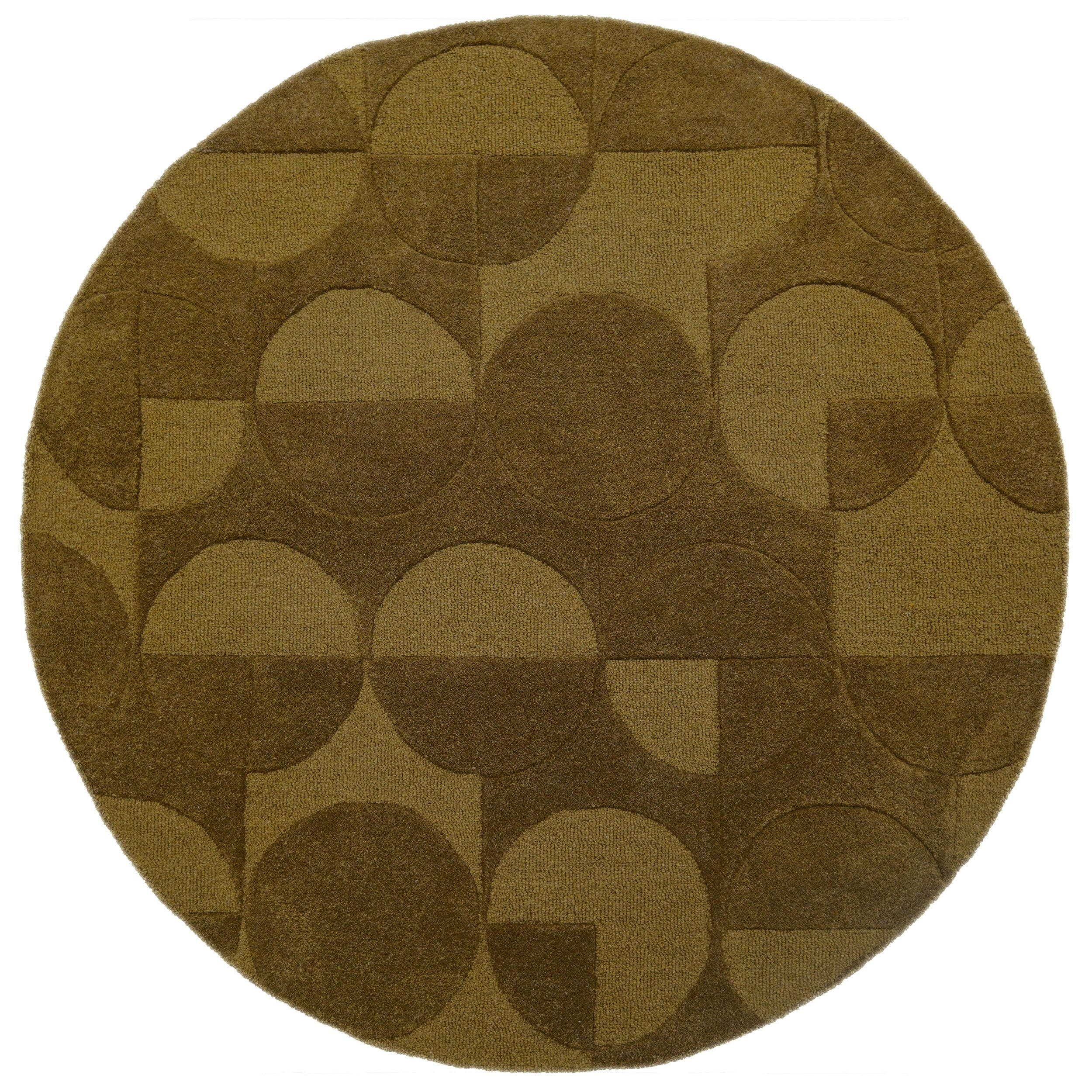 WOLLTEPPICH handgetuftet DEBEN, Kreis-Geometrie, Olivgrün, Ø 160 cm - Grün, Textil (160/160cm) - KADIMA DESIGN