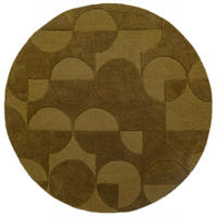 WOLLTEPPICH handgetuftet DEBEN, Kreis-Geometrie, Olivgrün, Ø 160 cm - Grün, Textil (160/160cm) - KADIMA DESIGN