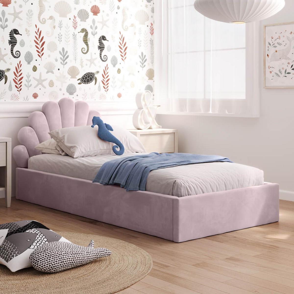 KINDERBETT 90x200 cm mit Stauraum in Rosa - Pink, Naturmaterialen/Metall (90/200cm) - Kids Collective