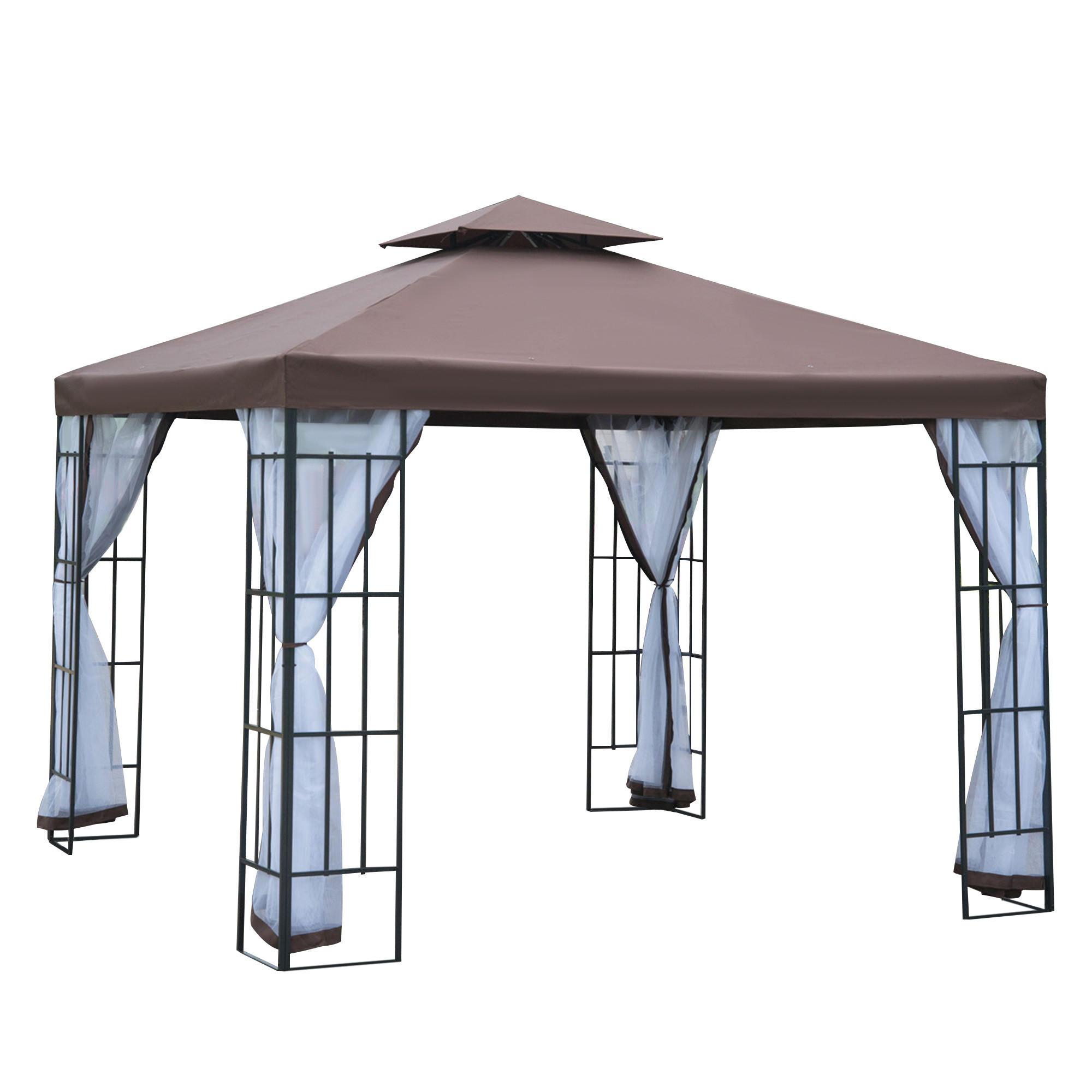 Outsunny Pavillon, Braun 297x270x297 cm